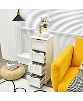 Gymax Bathroom Floor Cabinet Free-Standing Side Storage Organizer w/ 4 Drawers