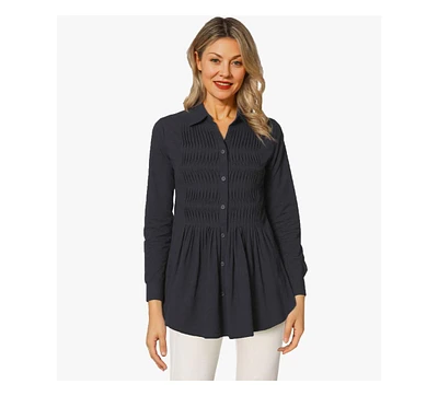 Stella Carakasi Women's Cotton Poplin Pintuck Detail Lucky Star Shirt