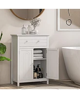 Gymax Bathroom Storage Cabinet Free Standing Large Drawer W/Adjustable Shelf
