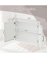 Gymax Bathroom Medicine Cabinet 2-Tier Wall-Mounted Mirror Storage Cabinet W/Handles