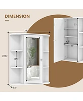 Gymax Bathroom Wall Medicine Cabinet Wall Mounted Storage Organizer w/ Mirror Door