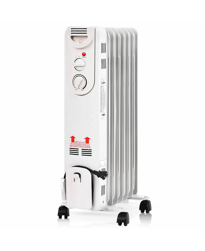 Gymax 1500W Oil Filled Radiator Space Heater w/ Adjustable Thermostat Home Office
