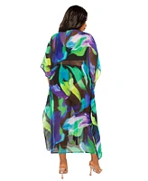 Buxom Couture Plus Print Shirtdress Cover Up