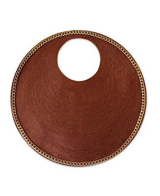 Solo Espresso Large Jute Bag With Gold Chain
