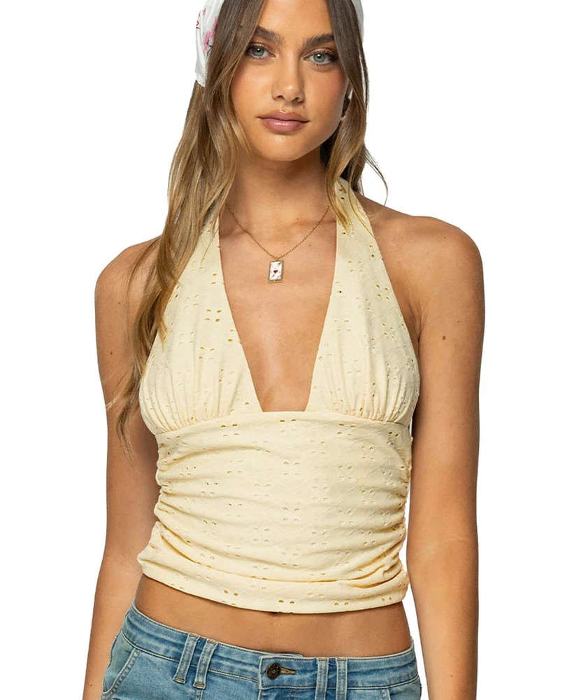 Edikted Women's Halliday Eyelet Halter Top