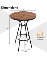 Outdoor Bar Table with Wood-Like Tabletop for Backyard Garden