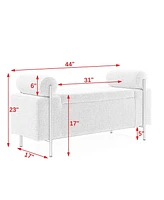 Upholstered Storage Bench with Cylindrical Armrests and Metal Legs Modern Rectangular Ottoman Seat for Bedroom Living Room or Entryway-The Pop Home