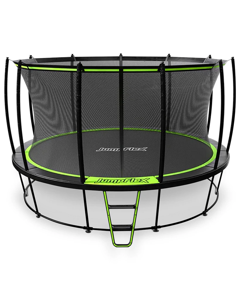 JumpFlex Hero Round Outdoor Backyard Trampoline 12FT 14FT 15FT with Net Enclosure & Ladder