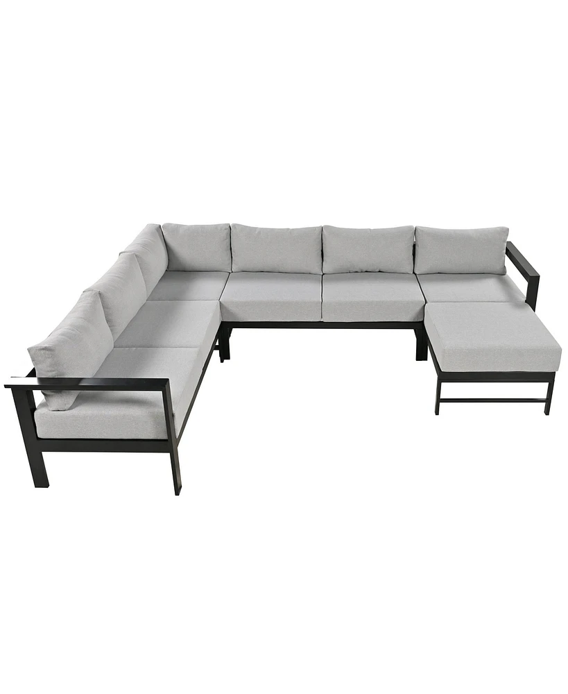 Mondawe U-shaped multi-person outdoor sofa set, suitable for gardens, backyards, and balconies