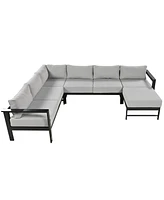 Mondawe U-shaped multi-person outdoor sofa set, suitable for gardens, backyards, and balconies