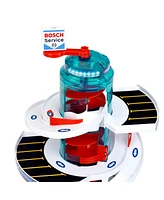 Theo Klein Bosch Car Service Helix Shaped Multi Story Parking Garage Pretend Playset Toy with 2 Toy Cars for Kids Aged 3 and Up