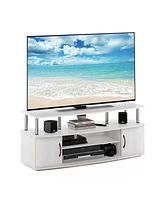 Furinno Modern Tv Stand Media Entertainment Center for Tv's up To 55" w/2-Door Storage Cabinet,White Oak
