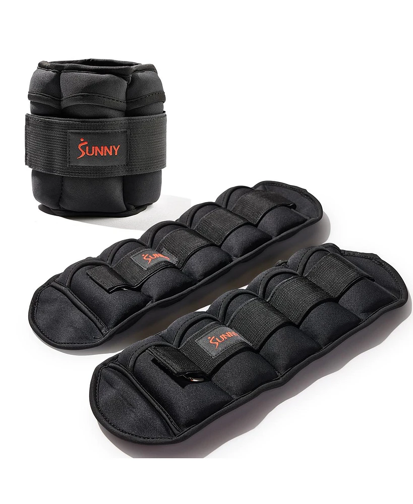 Sunny Health & Fitness Adjustable Ankle Weights 5 lb, Pair, Black