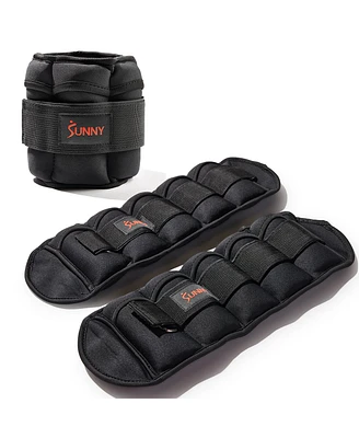 Sunny Health & Fitness Adjustable Ankle Weights 5 lb, Pair, Black