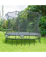 Springfree Trampoline 11 ft x 11 ft Large Square + FlexrStep V2 Bundle – Springless Fun with Adjustable & Lock Restrict Ladder Attachment Acces