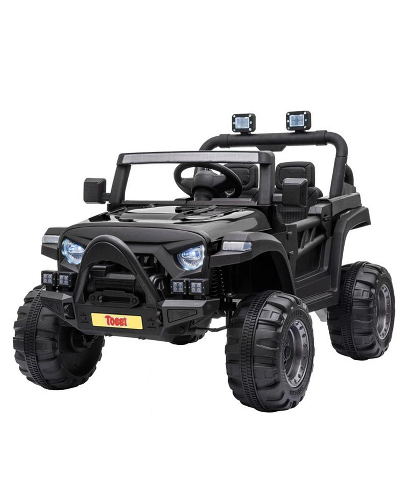 Tobbi 12 Volt Kids Electric Battery Powered Ride On 3 Speed Toy Suv Truck Car for Kids 37 Months and Up with Led Lights, Usb Audio, and Horn, Black