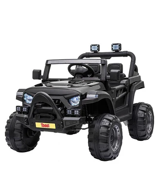 Tobbi 12 Volt Kids Electric Battery Powered Ride On 3 Speed Toy Suv Truck Car for Kids 37 Months and Up with Led Lights, Usb Audio, and Horn, Black