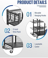 Mythinglogic 160 lbs. Weight Capacity 2 Golf Bags Sport Storage Stand Golfing Equipment Accessories Storage Rack Organizer
