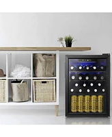 Antartic Star Beverage Cooler and Refrigerator, 95 Can/24 Bottle Mini Fridge with Glass Door, Compact Drink Fridge with Adjustable Shelves for Soda, B