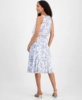 Robbie Bee Women's Tiered Floral Chiffon Fit & Flare Dress