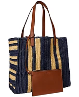 Lauren Ralph Lauren Striped Woven Straw Extra Large Wilow Tote Bag