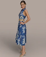 Donna Karan New York Women's Halter Belted Midi Dress