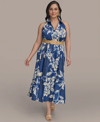 Donna Karan New York Plus Halter Belted Midi Dress