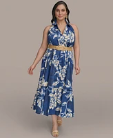 Donna Karan New York Plus Halter Belted Midi Dress