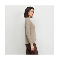 Carlisle Women's Tan Shirred Cashmere Pullover Sweater Andromeda