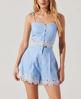 Astr The Label Womens Kiya Eyelet Trim Crop Top Kiya Eyelet Trim Shorts
