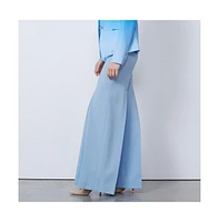 Carlisle Women's Blue Stretch Pleat-Front Pants Bazaar