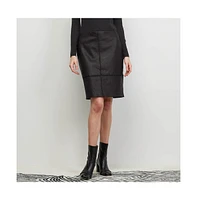 Carlisle Women's Black Whipstitched Leather Skirt Cultivated