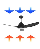 All Seasons 52" Ceiling Fan with Light, Quiet, Alexa/Google, 3 Color Led Lights