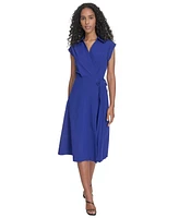 Calvin Klein Women's Faux-Wrap Sleeveless A-Line Dress