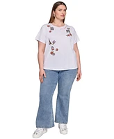 Karl Lagerfeld Paris Plus Embroidered Crewneck Tee