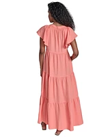 Calvin Klein Women's Split-Neck Tiered Maxi Dress