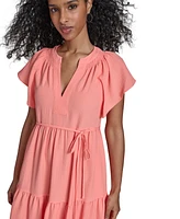Calvin Klein Women's Split-Neck Tiered Maxi Dress