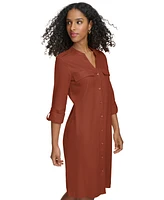 Calvin Klein Women's Roll-Tab-Sleeve Button-Front Shirtdress