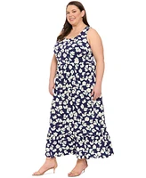London Times Plus Scoop-Neck Sleeveless Maxi Dress