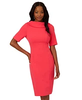Adrianna Papell Women's Roll-Neck V-Back Sheath Dress