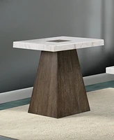 Furniture of America 24.5" Marble Evangeline Genuine Top Square End Table
