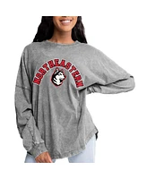 Gameday Couture Women's Gray Northeastern Huskies Faded Wash Pullover Sweatshirt
