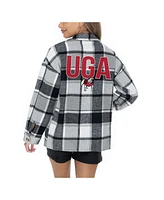 Gameday Couture Women's Grey Georgia Bulldogs Long Sleeve Brushed Plaid Button-Up Overshirt Jacket