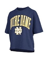 Pressbox Women's Navy Notre Dame Fighting Irish Nelson Arch Over Logo Waist Length Oversized Slub T-Shirt