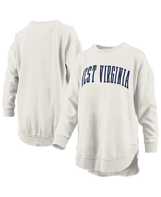 Pressbox Women's Oatmeal West Virginia Mountaineers Melange Poncho Vintage Fleece Long Sleeve Pullover Sweatshirt