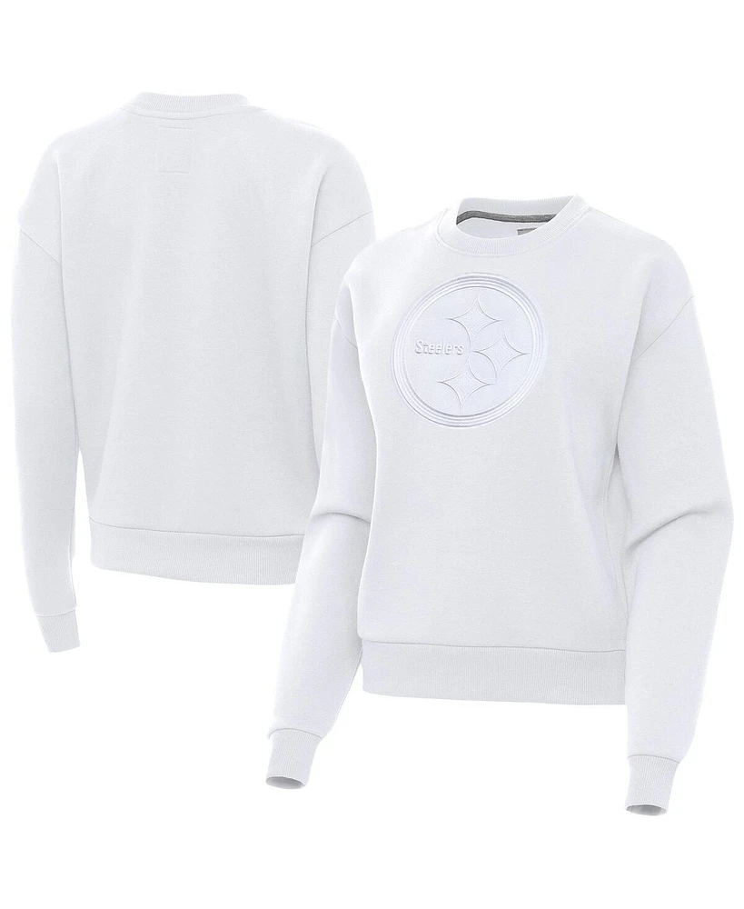 Antigua Women's White Pittsburgh Steelers Victory Pullover Sweatshirt