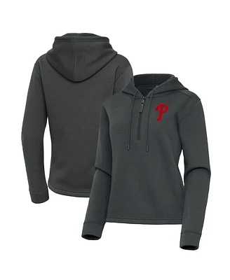 Antigua Women's Pewter Philadelphia Phillies Contemporary Quarter-Zip Hoodie