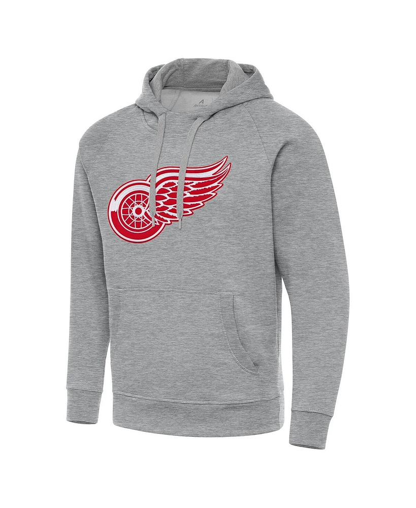 Antigua Men's Heather Gray Detroit Red Wings Big Tall Victory Pullover Hoodie