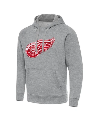 Antigua Men's Heather Gray Detroit Red Wings Big Tall Victory Pullover Hoodie