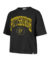 '47 Brand Women's Black Pittsburgh Pirates City Connect Shale Drop Shoulder Cropped T-Shirt